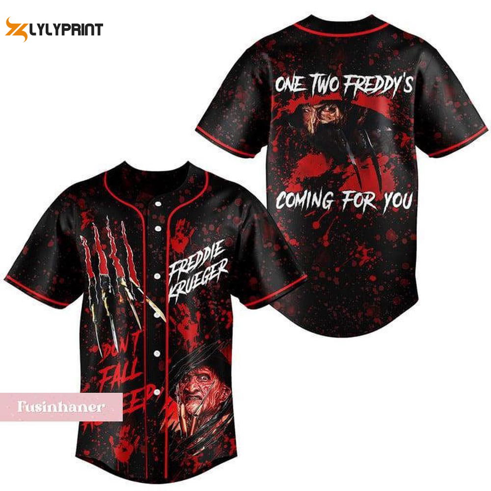 Halloween Freddy Krueger Jersey, Horror Movie Baseball Jersey - lylyprint.com baseball jersey product view 2