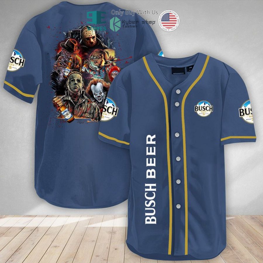 BEST Halloween Horror Characters Busch Beer Baseball Jersey baseball jersey product view 1