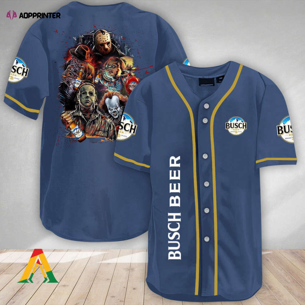 Halloween Horror Characters Busch Beer Baseball Jersey - Aopprinter baseball jersey product view 1