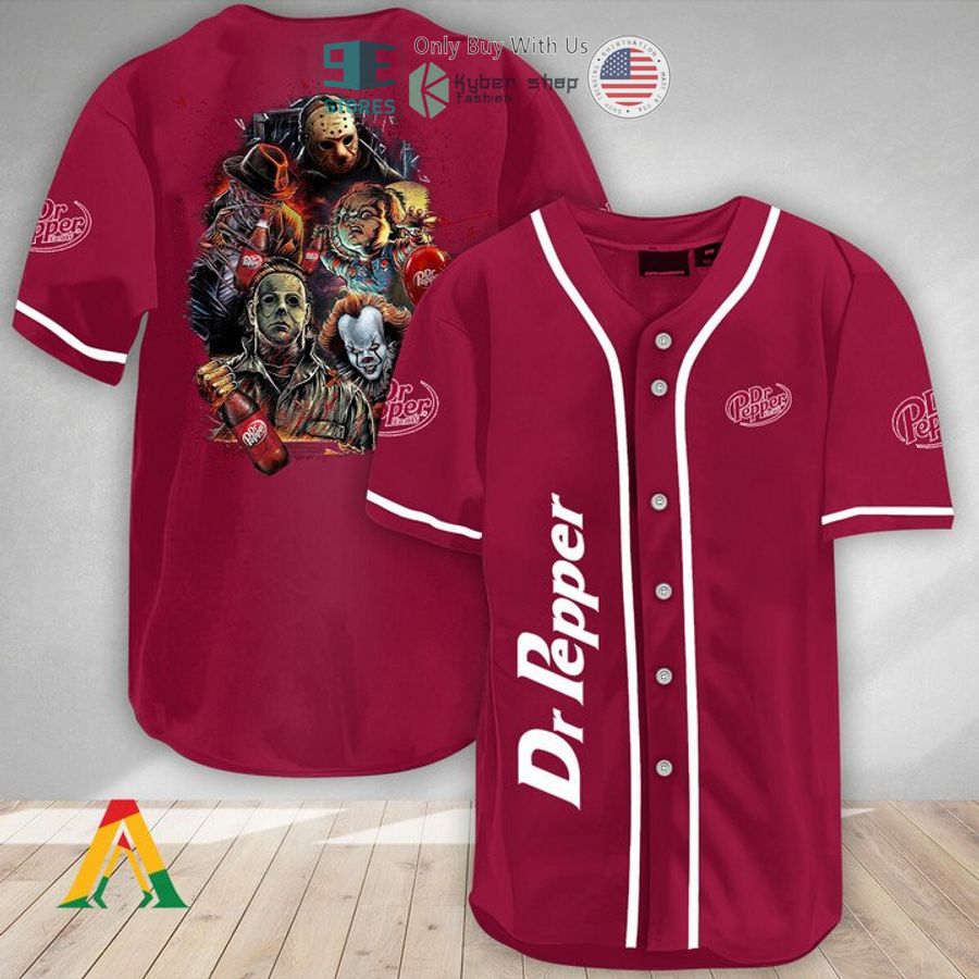 BEST Halloween Horror Characters Dr Pepper Baseball Jersey baseball jersey product view 1