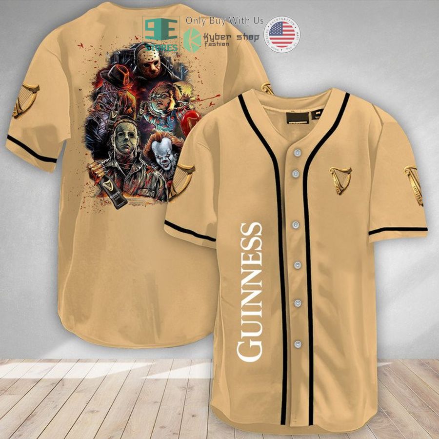 BEST Halloween Horror Characters Guinness Beer Baseball Jersey baseball jersey product view 1