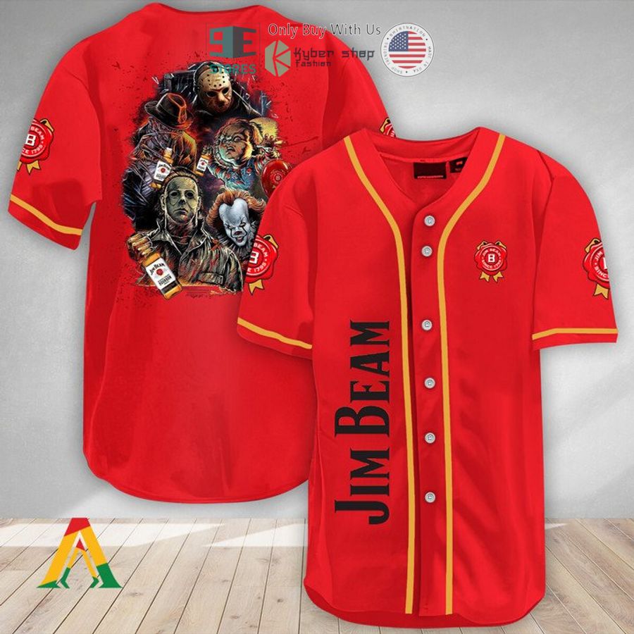 BEST Halloween Horror Characters Jim Beam Baseball Jersey baseball jersey product view 1