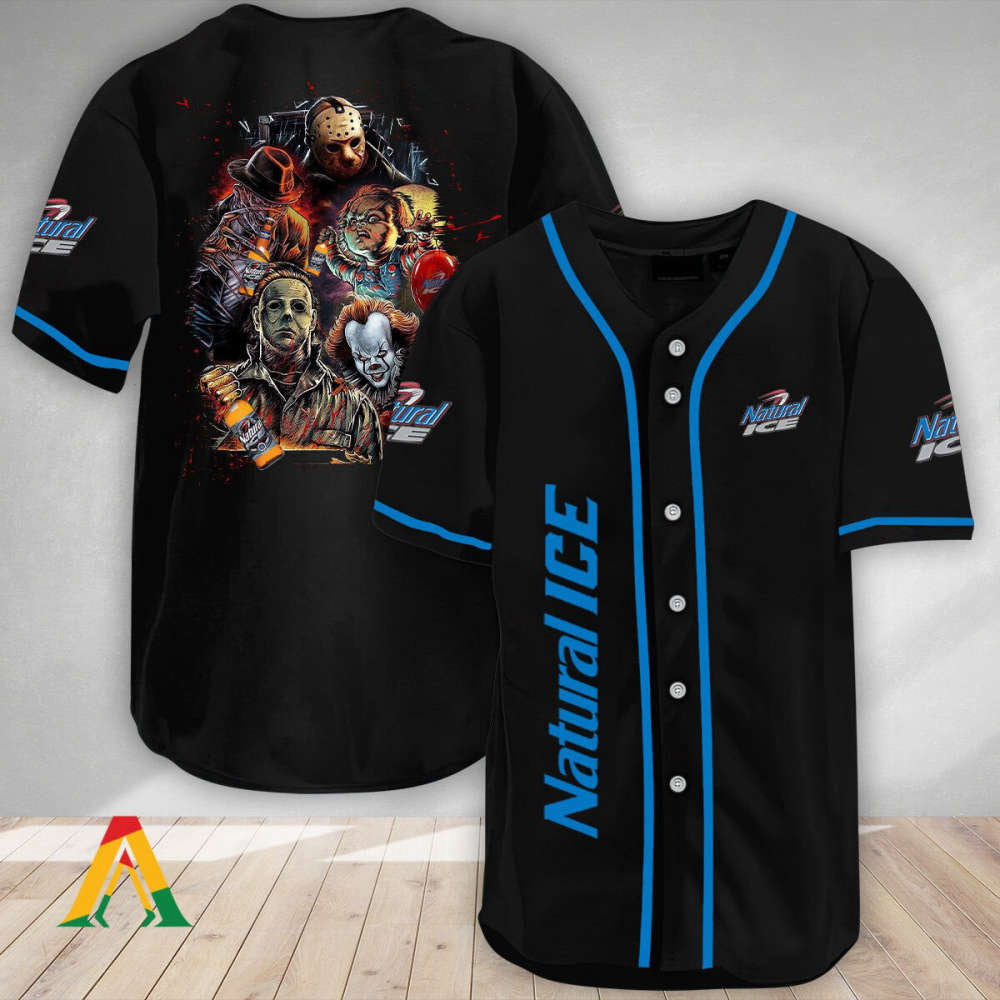 Halloween Horror Characters Natural Ice Baseball Jersey - Spooky Style for the Perfect Halloween Look! - Aopprinter baseball jersey product view 2