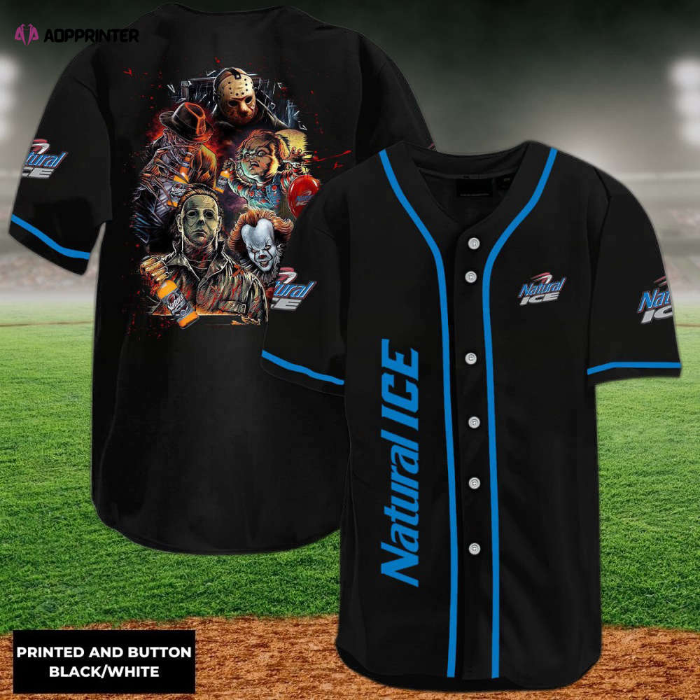 Halloween Horror Characters Natural Ice Baseball Jersey - Spooky Style for the Perfect Halloween Look! - Aopprinter baseball jersey product view 1