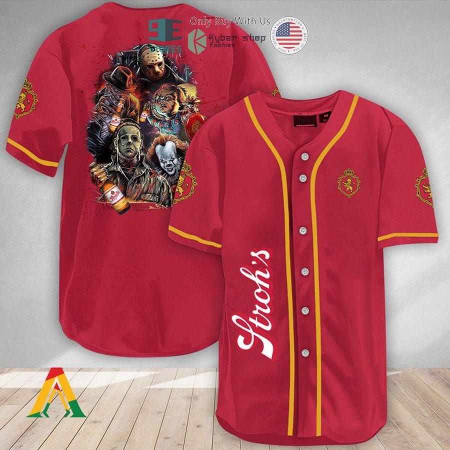 BEST Halloween Horror Characters Stroh's Beer Baseball Jersey baseball jersey product view 1