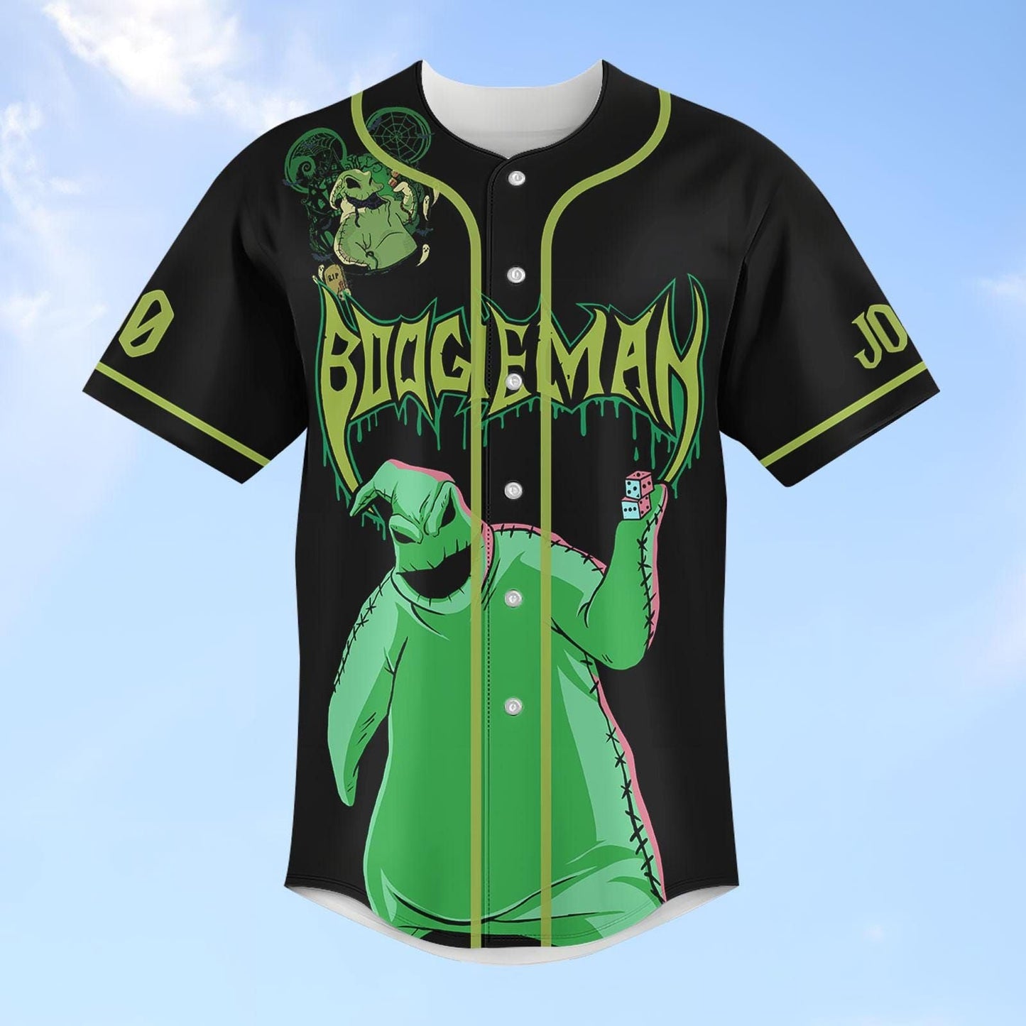 Spooky Halloween Oogie Boogie Baseball Jersey - Custom Nightmare Before Christmas Shirt & Horror Movie Jersey - Bafud baseball jersey product view 3
