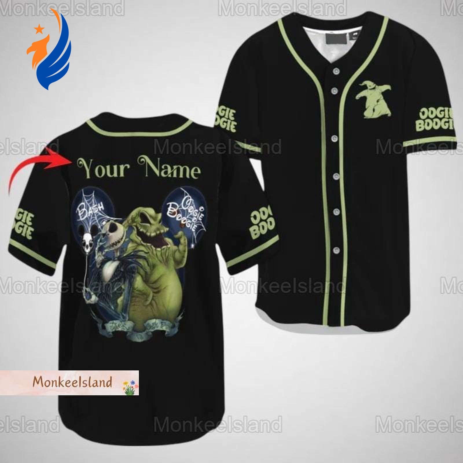 Custom Halloween Oogie Boogie Jersey - Nightmare Before Christmas Baseball Shirt - Bafud baseball jersey product view 1