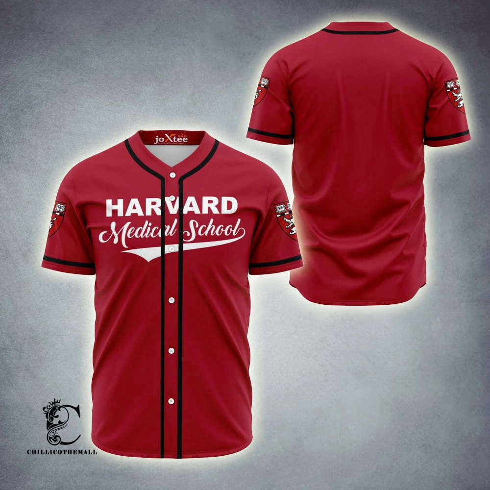 Harvard School Red Baseball Jersey - Aopprinter baseball jersey product view 2