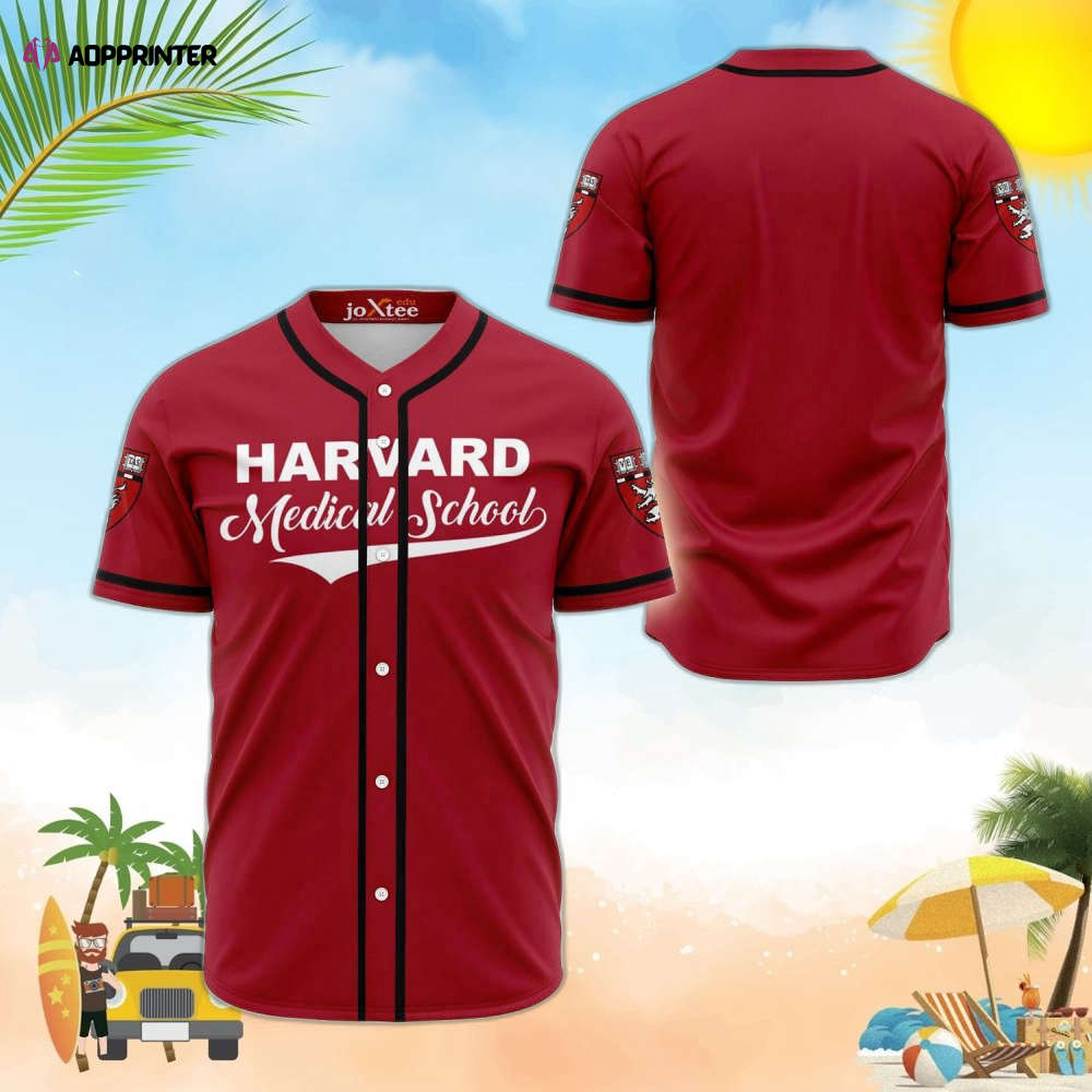 Harvard School Red Baseball Jersey - Aopprinter baseball jersey product view 1