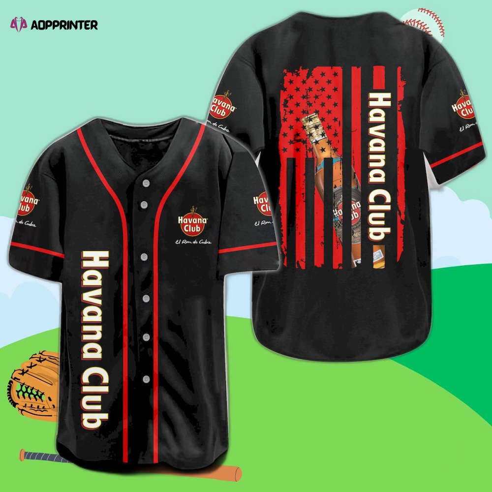 Havana Club American Flag Baseball Jersey: Stylish Patriotic Apparel - Aopprinter baseball jersey product view 1