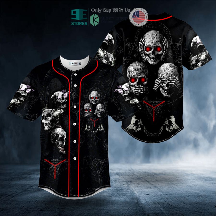 BEST Hear See Speak No Evil Skull Baseball Shirt baseball jersey product view 1