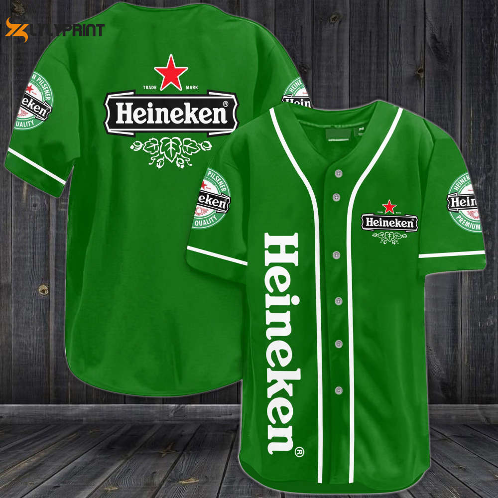 Heineken Beer Baseball Jersey - lylyprint.com baseball jersey product view 1