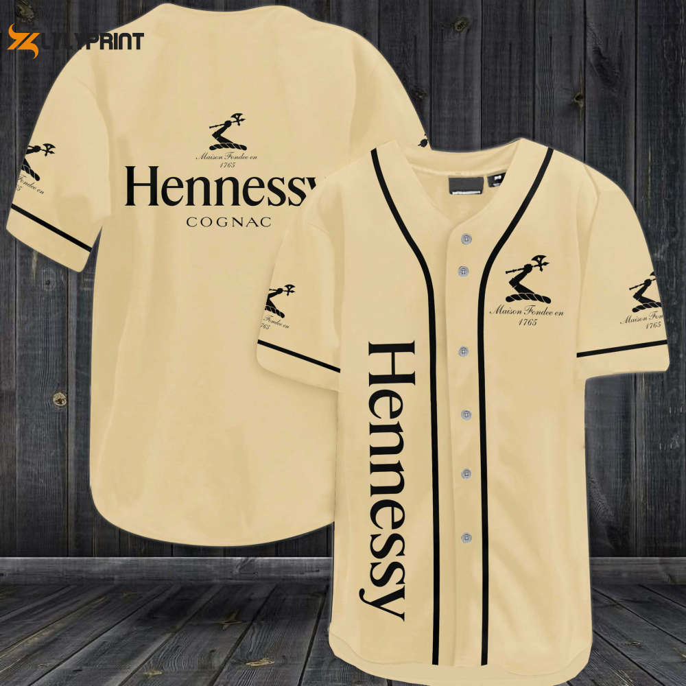 Hennessy Cognac Baseball Jersey Beige - lylyprint.com baseball jersey product view 1