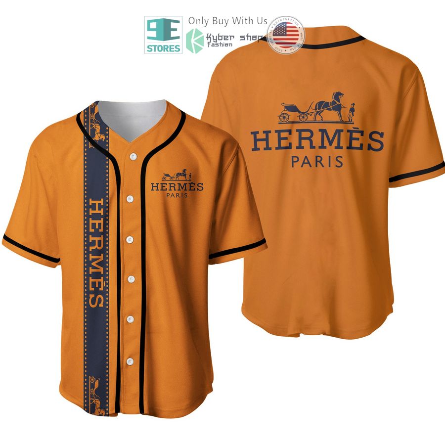 BEST Hermes Paris orange Baseball Jersey baseball jersey product view 1