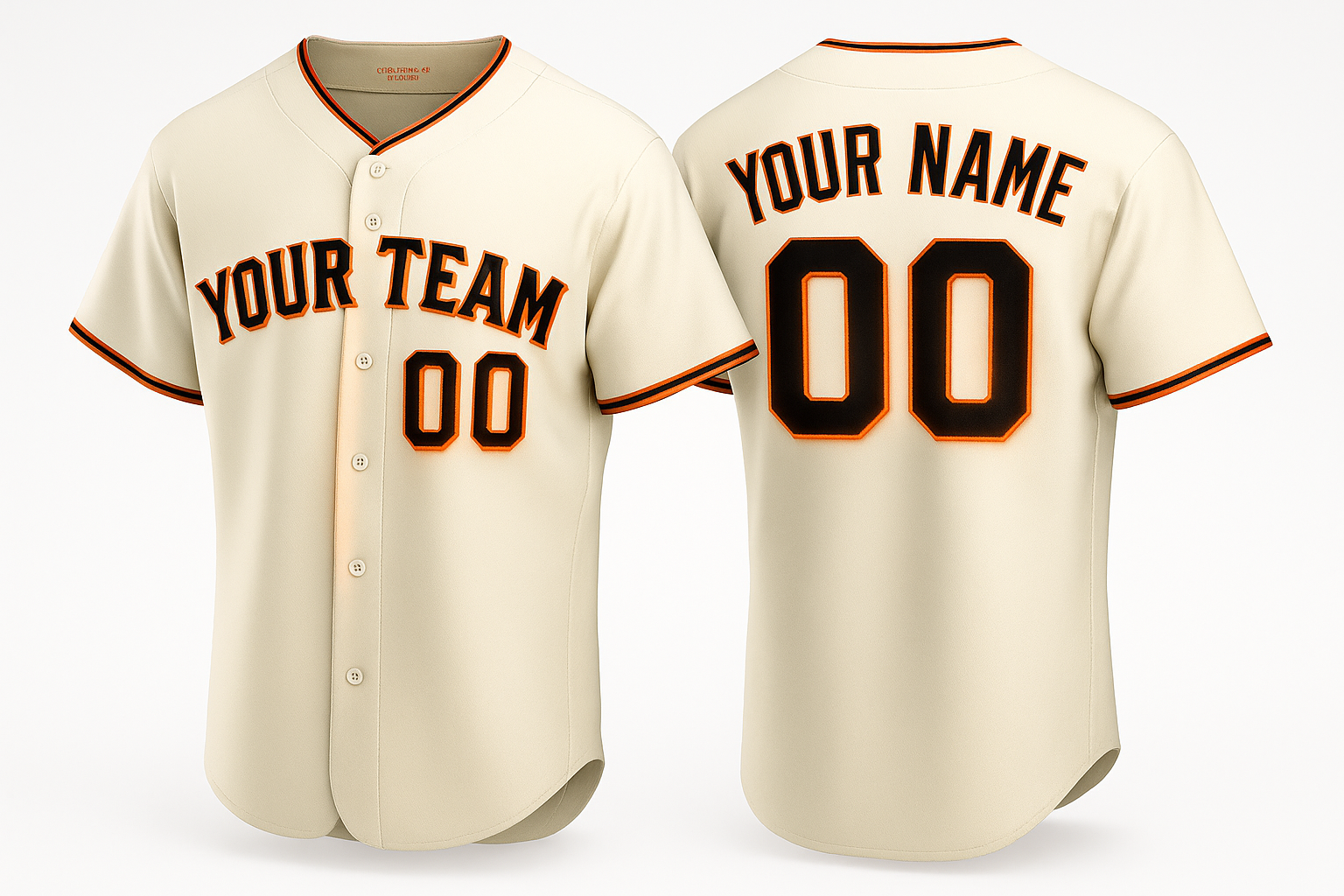 Custom Cream Baseball Jersey for Halloween Black & Orange Personalized Jersey with Your Name baseball jersey product view 1
