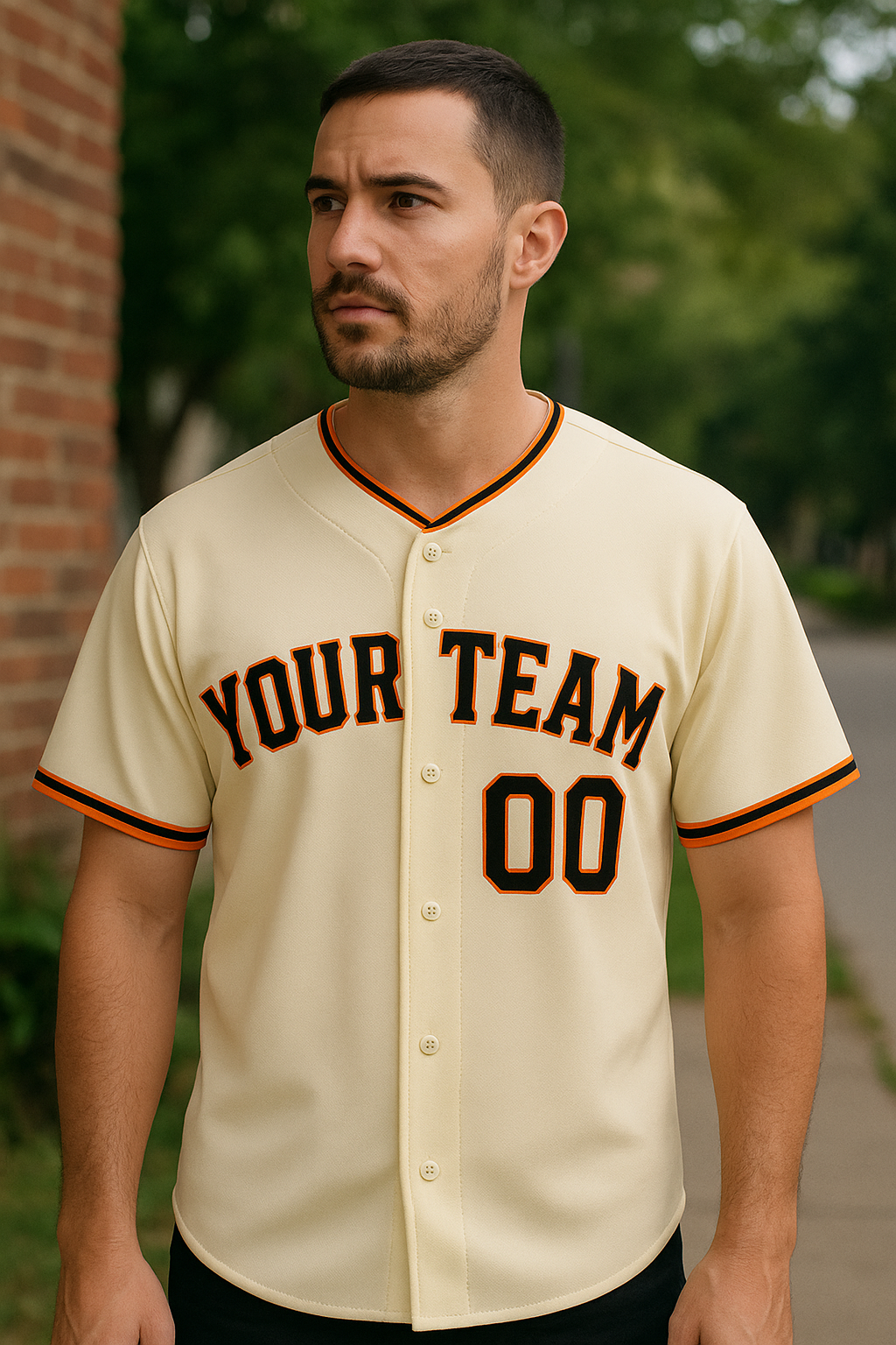 Custom Cream Baseball Jersey for Halloween Black & Orange Personalized Jersey with Your Name baseball jersey product view 2