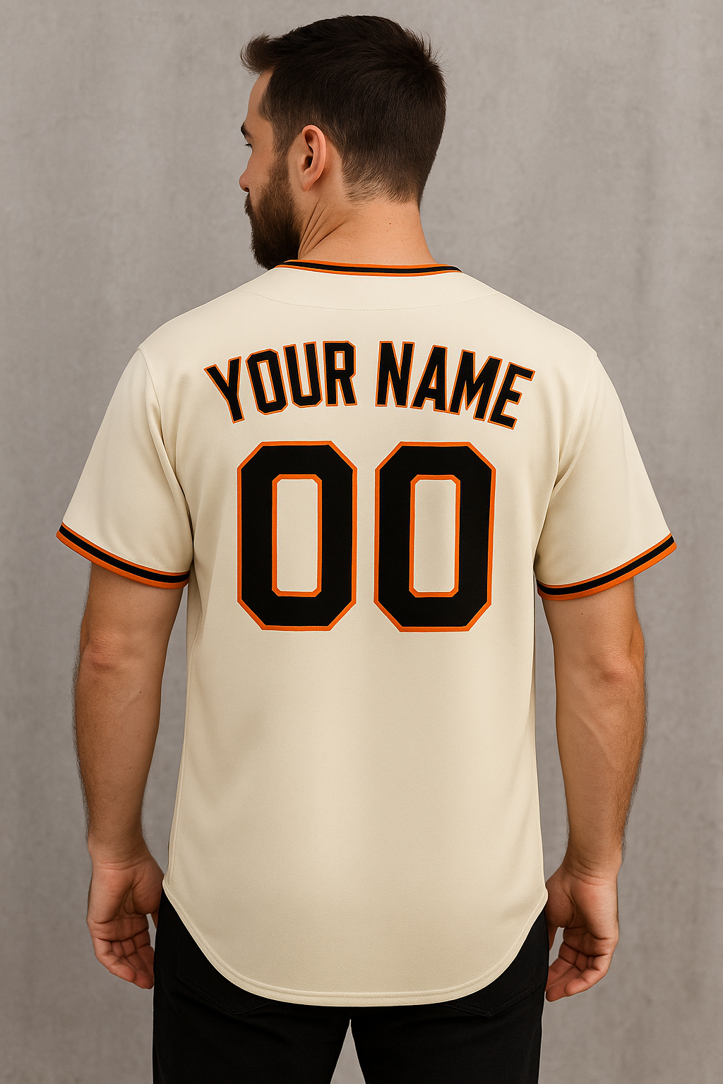 Custom Cream Baseball Jersey for Halloween Black & Orange Personalized Jersey with Your Name baseball jersey product view 3