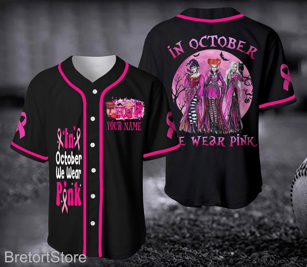 Hocus Pocus Baseball Jersey, Halloween Shirt, Breast Cancer Jersey, Sanderson Sister - lylyprint.com baseball jersey product view 3