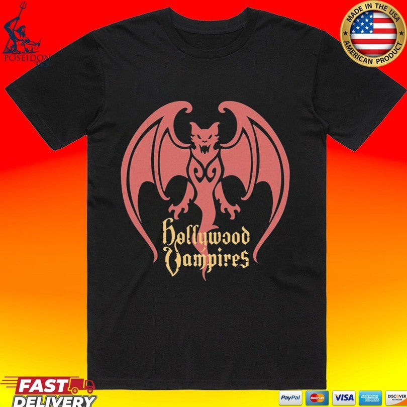 Hollywood Vampires Bat Logo T-shirt Unisex T-shirt, Sweatshirt, Hoodie, Long Sleeve Tee - T-Shirt, Sweatshirt, Hoodie