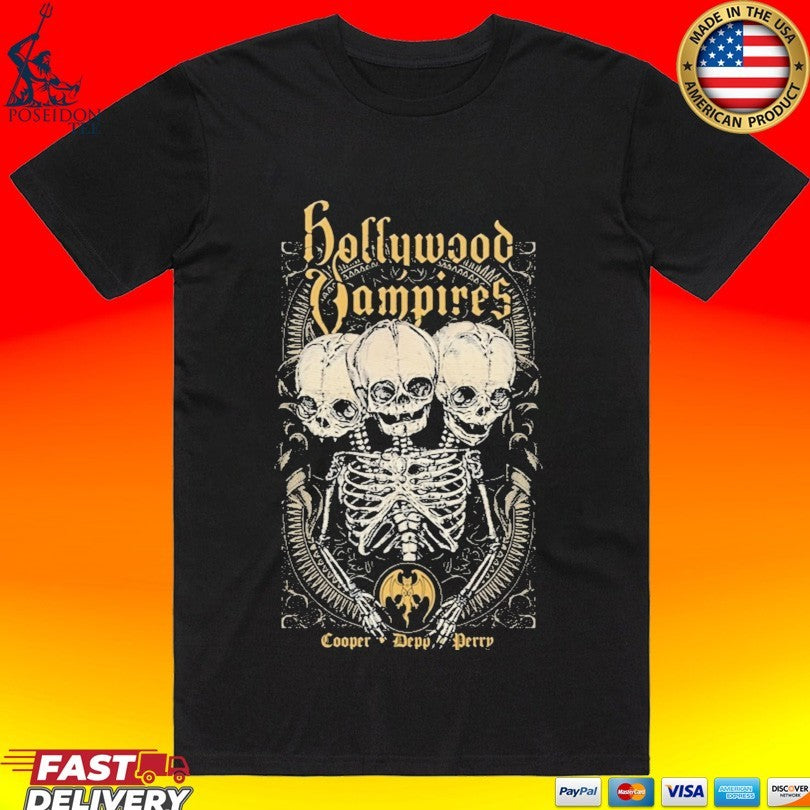 Hollywood Vampires Conjoined Skeleton T-shirt Unisex T-shirt, Sweatshirt, Hoodie, Long Sleeve Tee - T-Shirt, Sweatshirt, Hoodie