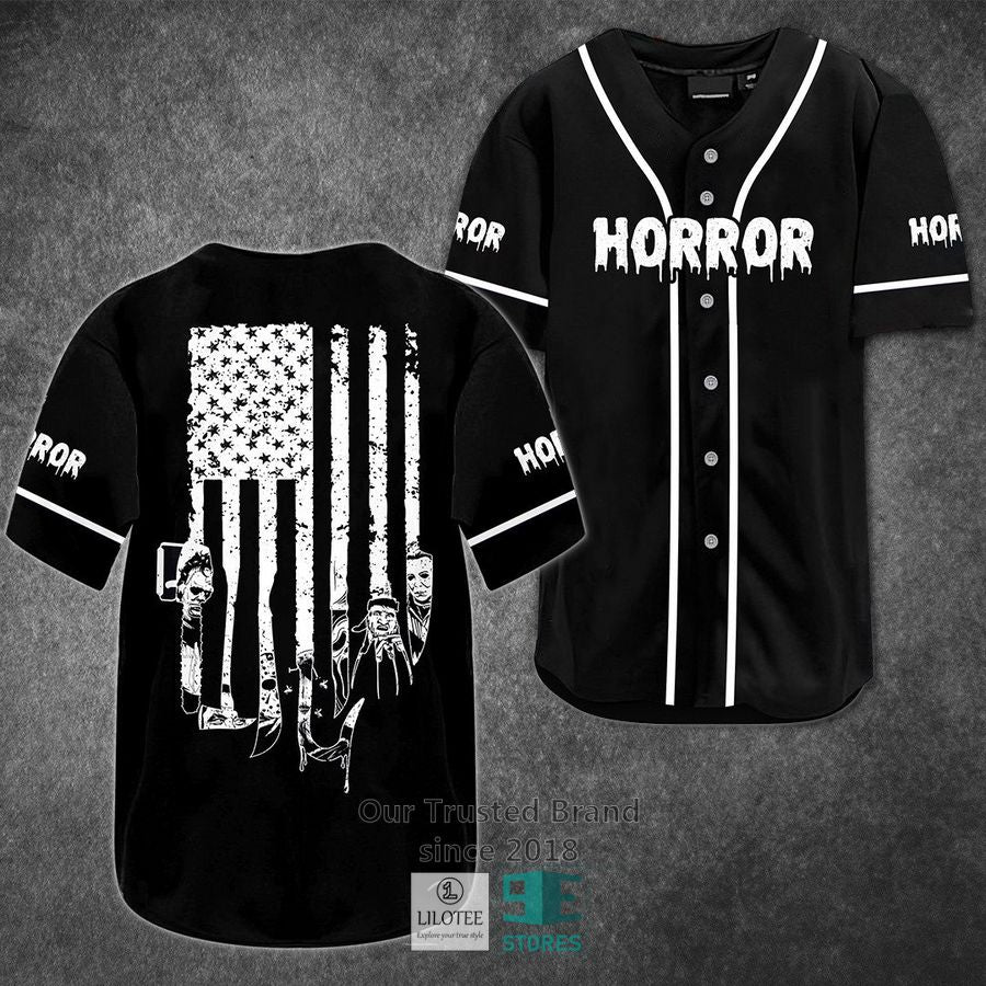 Horror Characters US Flag Horror Movie Baseball Jersey baseball jersey product view 1