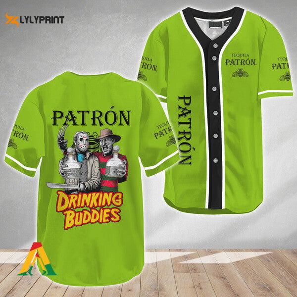 Horror Freddy Jason Drinking Buddies Tequila Patron Baseball Jersey - Gift for Men Women - lylyprint.com baseball jersey product view 1