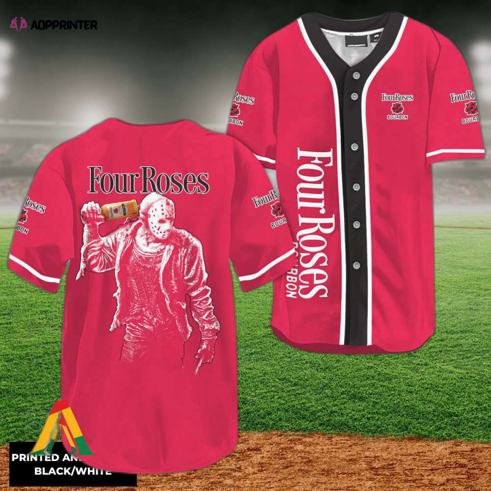 Horror Jason Voorhees 4 Roses Bourbon Baseball Jersey: A Spooky and Stylish Addition! baseball jersey product view 1
