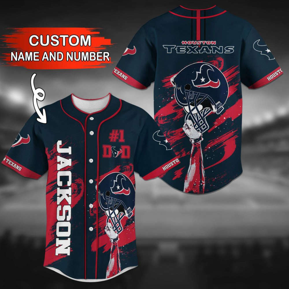 Houston Texans Personalized Baseball Jersey Gift For Men Women - lylyprint.com baseball jersey product view 2