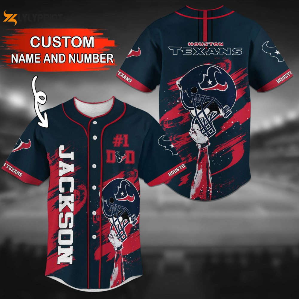 Houston Texans Personalized Baseball Jersey Gift For Men Women - lylyprint.com baseball jersey product view 1