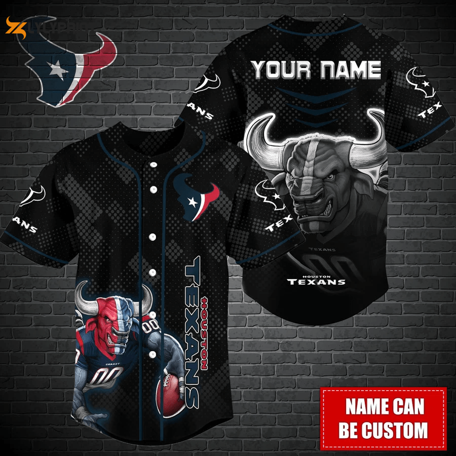 Houston Texans Personalized Baseball Jersey Fan Gifts - lylyprint.com baseball jersey product view 1