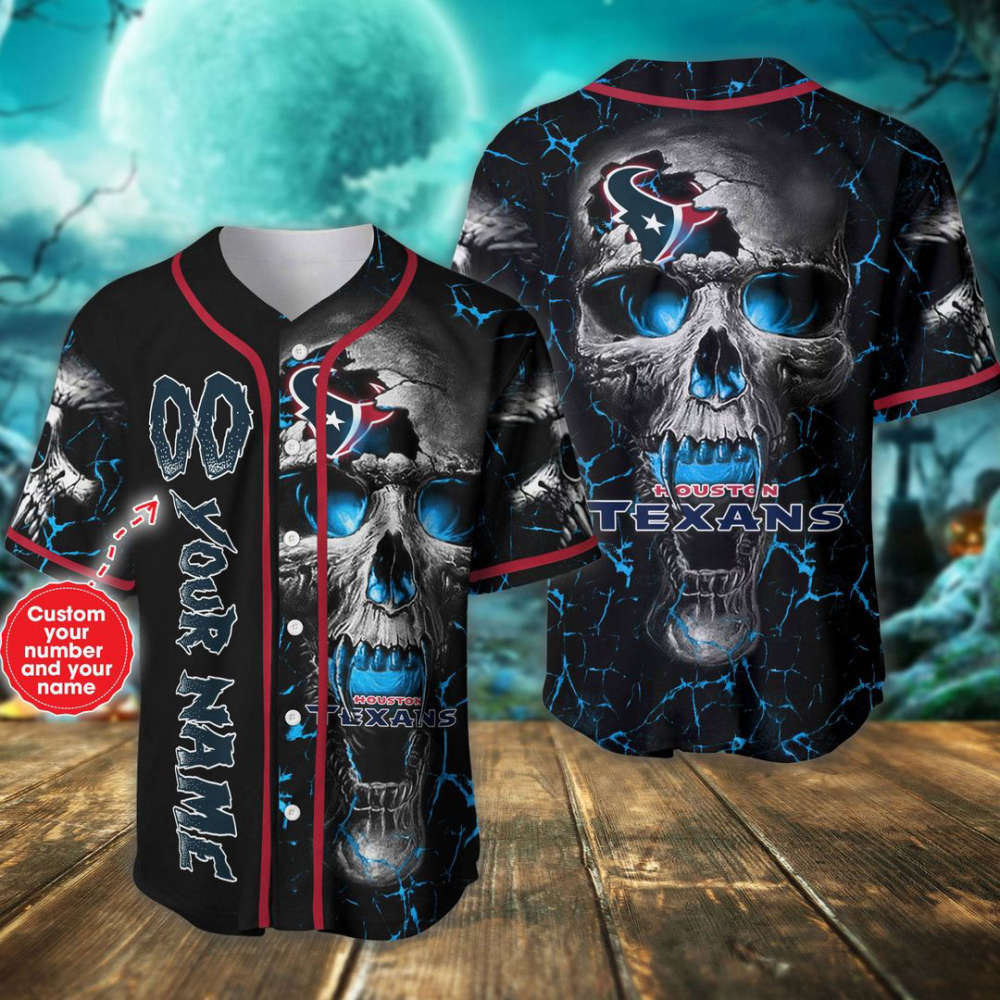 Houston Texans Personalized Baseball Jersey - lylyprint.com baseball jersey product view 2