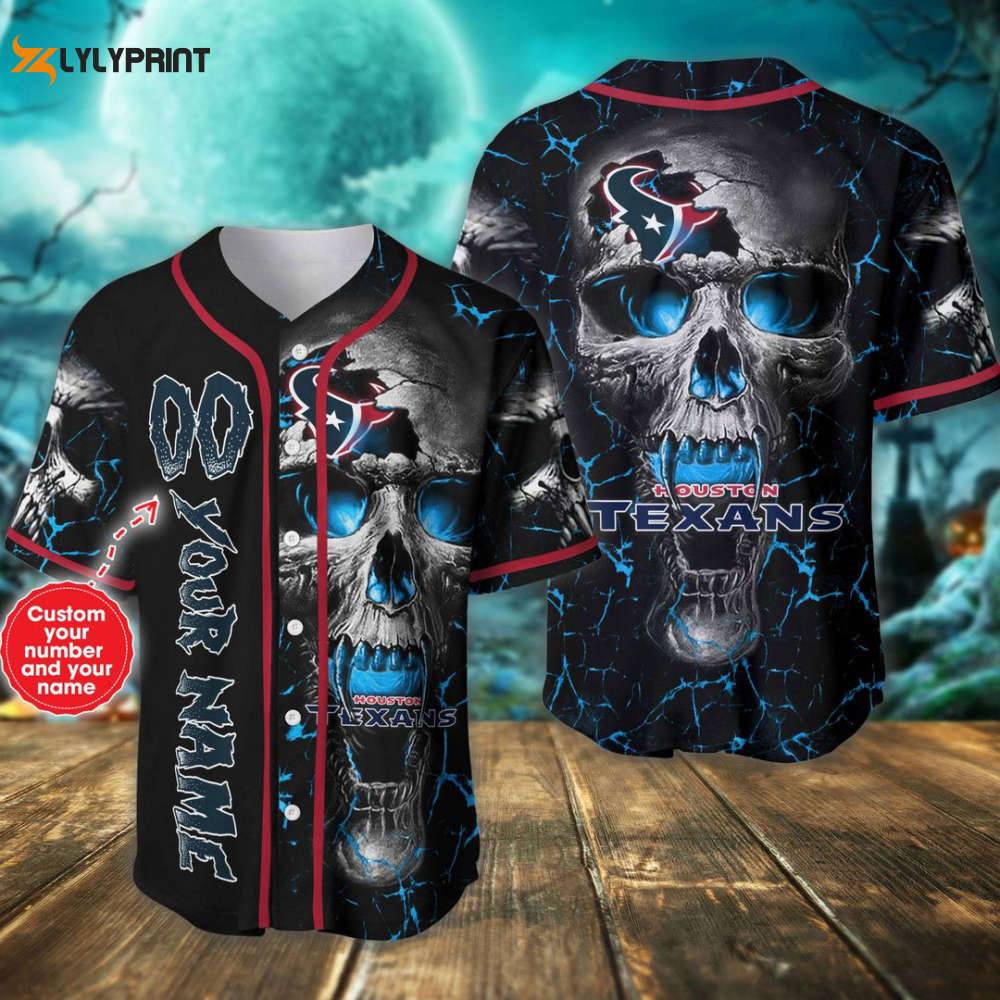 Houston Texans Personalized Baseball Jersey - lylyprint.com baseball jersey product view 1