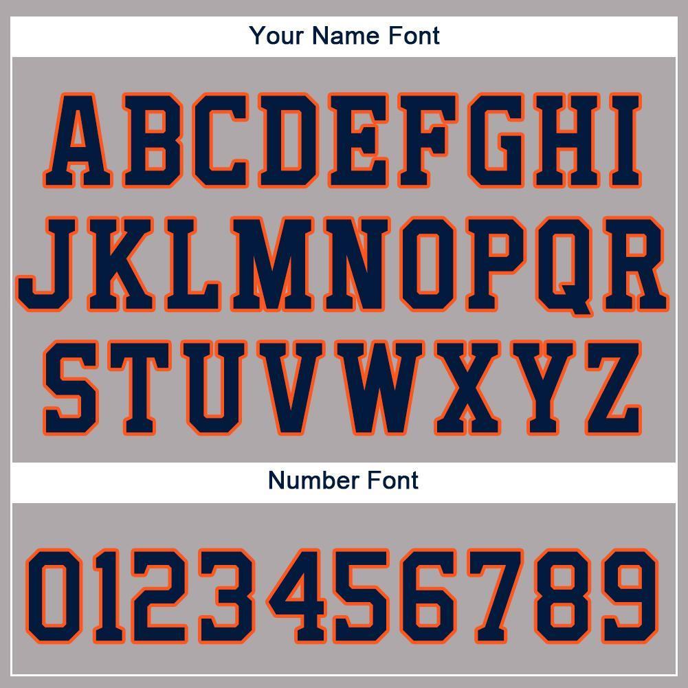 Custom Gray Navy-Orange Baseball Jersey baseball jersey product view 4