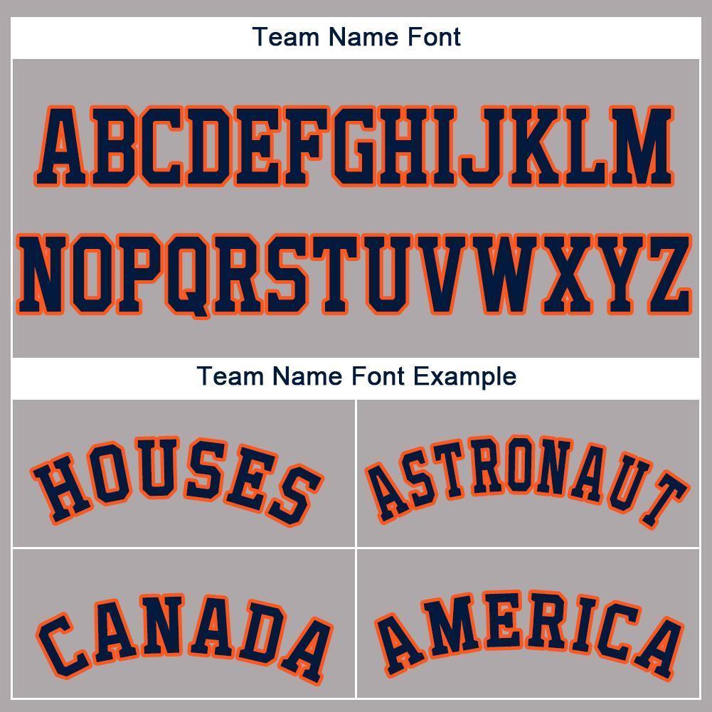 Custom Gray Navy-Orange Baseball Jersey baseball jersey product view 5