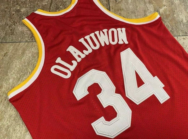 houston rockets #34 hakeem olajuwon Rockets 34 Olajuwon Retro Red Jersey Style 2 Basketball Jersey basketball jersey product view 1