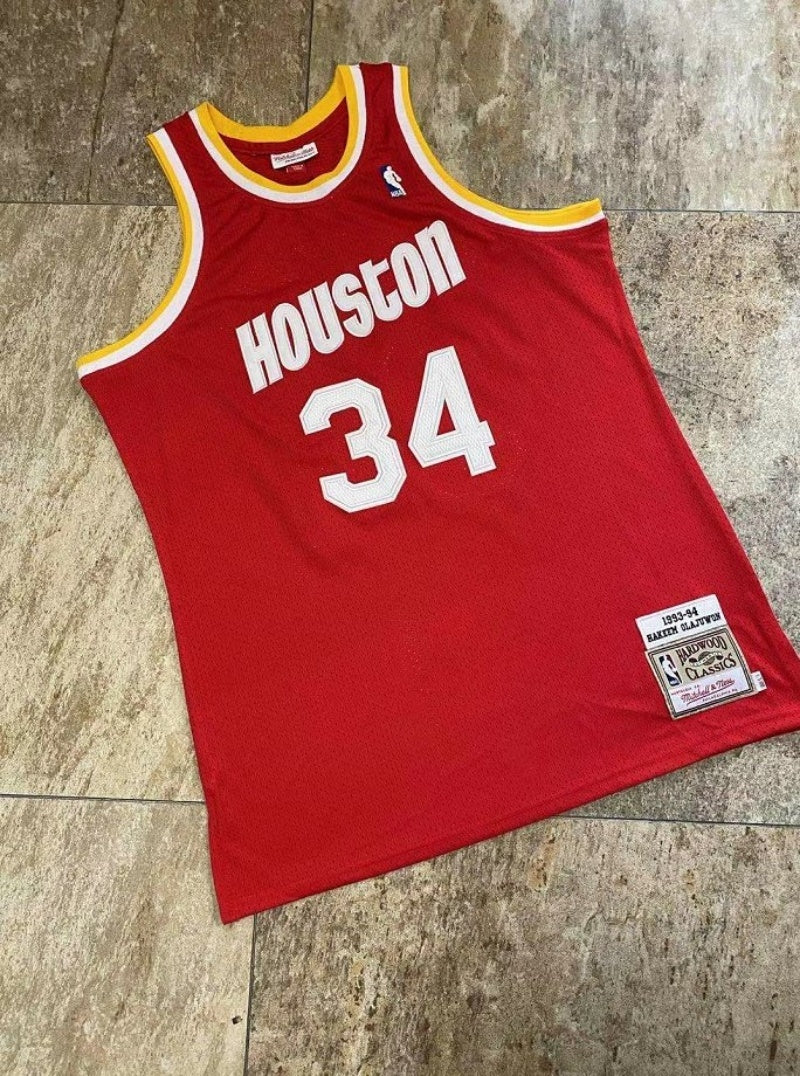 houston rockets #34 hakeem olajuwon Rockets 34 Olajuwon Retro Red Jersey Style 8 Basketball Jersey basketball jersey product view 1