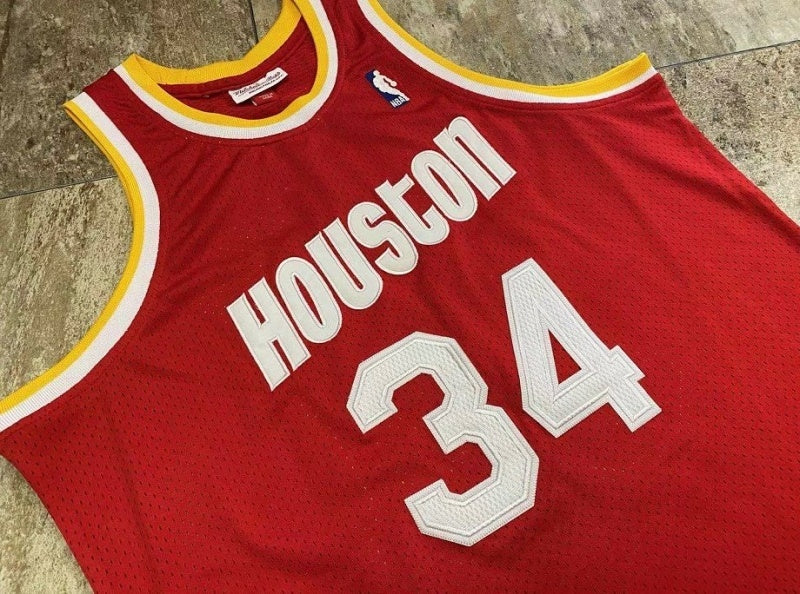 houston rockets #34 hakeem olajuwon Rockets 34 Olajuwon Retro Red Jersey Style 9 Basketball Jersey basketball jersey product view 1