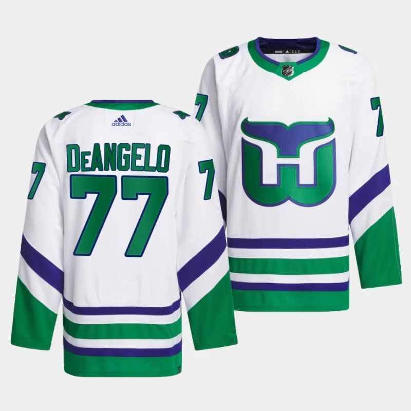 hurricanes whalers #77 tony deangelo white jersey Hockey Jersey hockey jersey product view 1