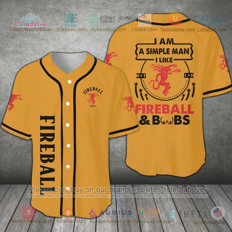 HOT I Am A Simple Man I Like Fireball Baseball Jersey Shirt baseball jersey product view 1