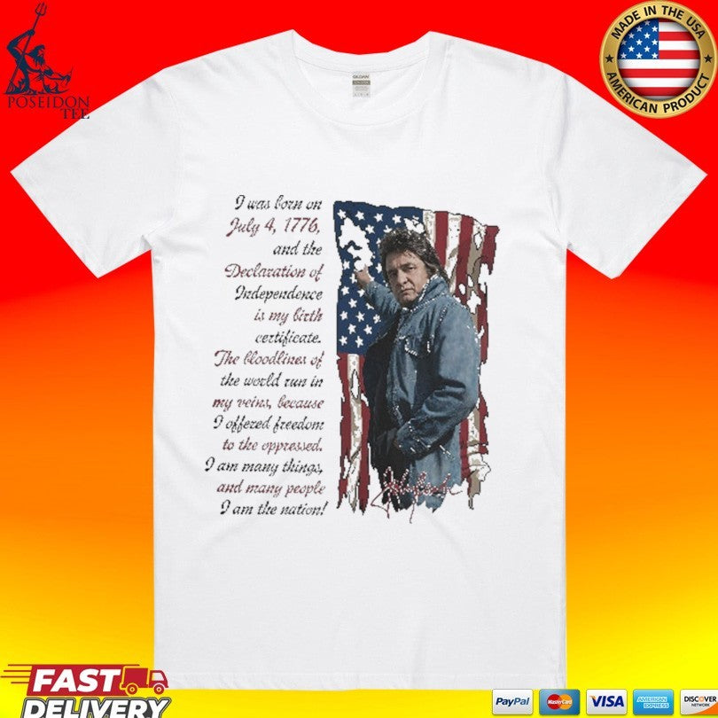 I Am The Nation Since 1776 Johnny Cash Ragged Old Flag T-shirt Unisex T-shirt, Sweatshirt, Hoodie, Long Sleeve Tee - T-Shirt, Sweatshirt, Hoodie