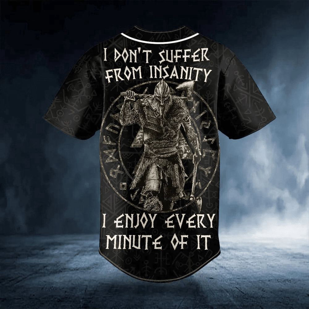 I Don't Suffer From Insanity Warrior Viking Custom Baseball Jersey For Men Women, Gift for skull lover - lylyprint.com baseball jersey product view 2