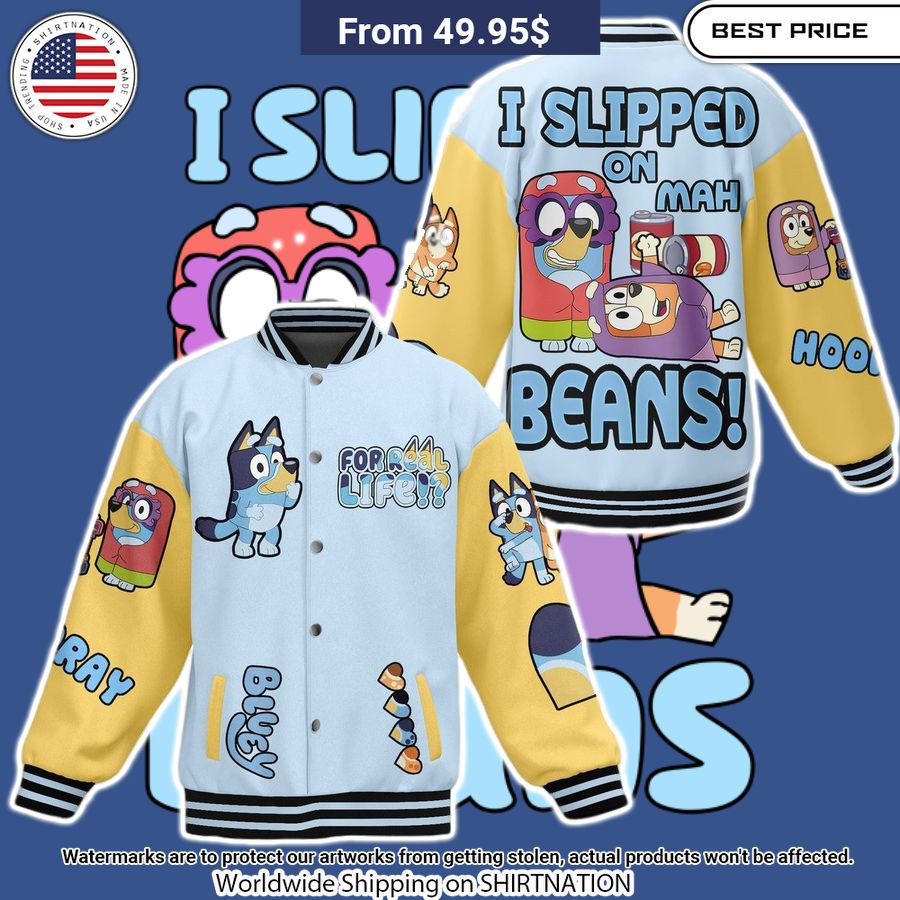 I slipped on mah beans baseball jacket baseball jersey product view 1