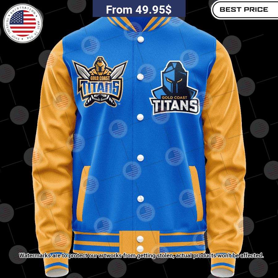 BEST Gold Coast Titans Retro Logo Revolution Custom Baseball Jacket baseball jersey product view 1