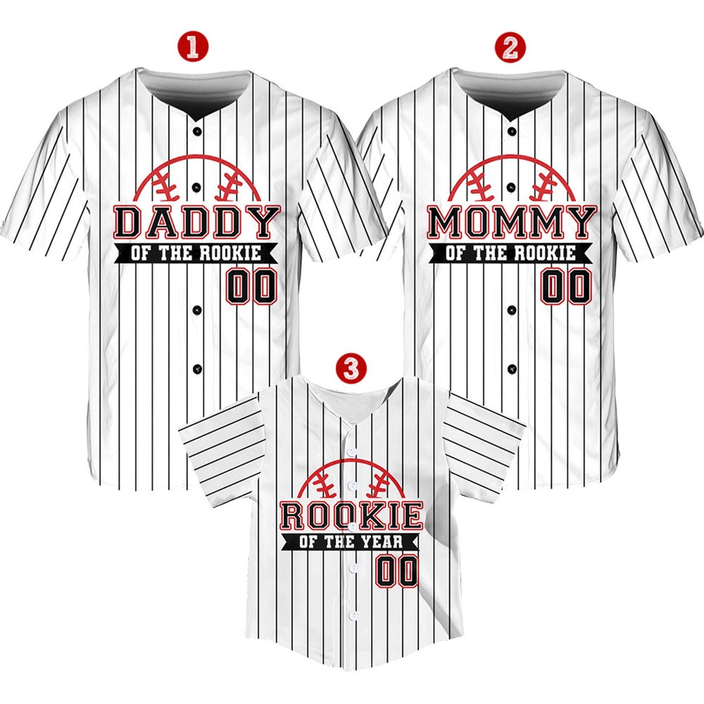 Personalized Mommy Daddy Of the Rookie Baseball Jersey, Custom Name Number Shirt, Rookie Of The Year Jersey, Family Matching Outfits baseball jersey product view 1