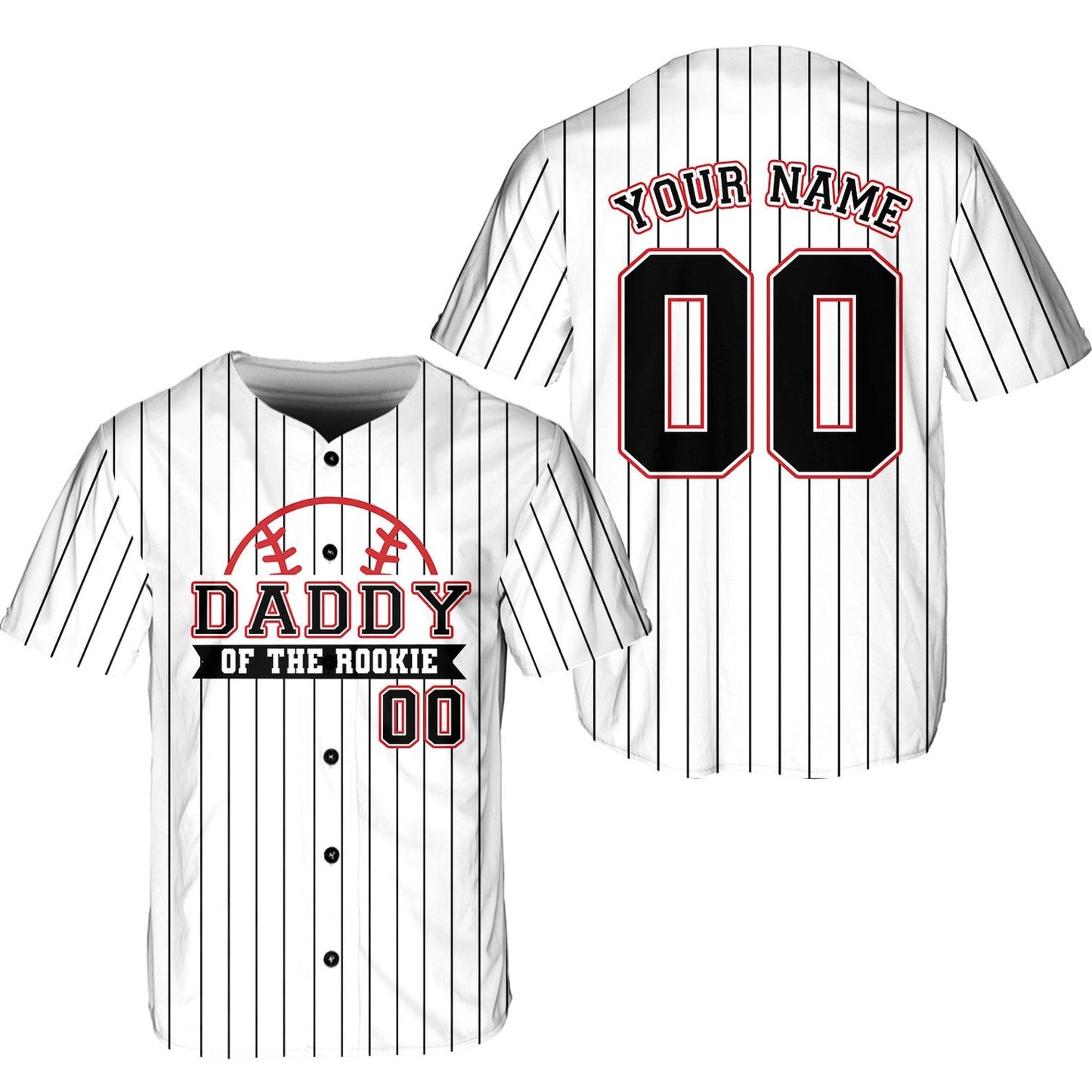Personalized Mommy Daddy Of the Rookie Baseball Jersey, Custom Name Number Shirt, Rookie Of The Year Jersey, Family Matching Outfits baseball jersey product view 3