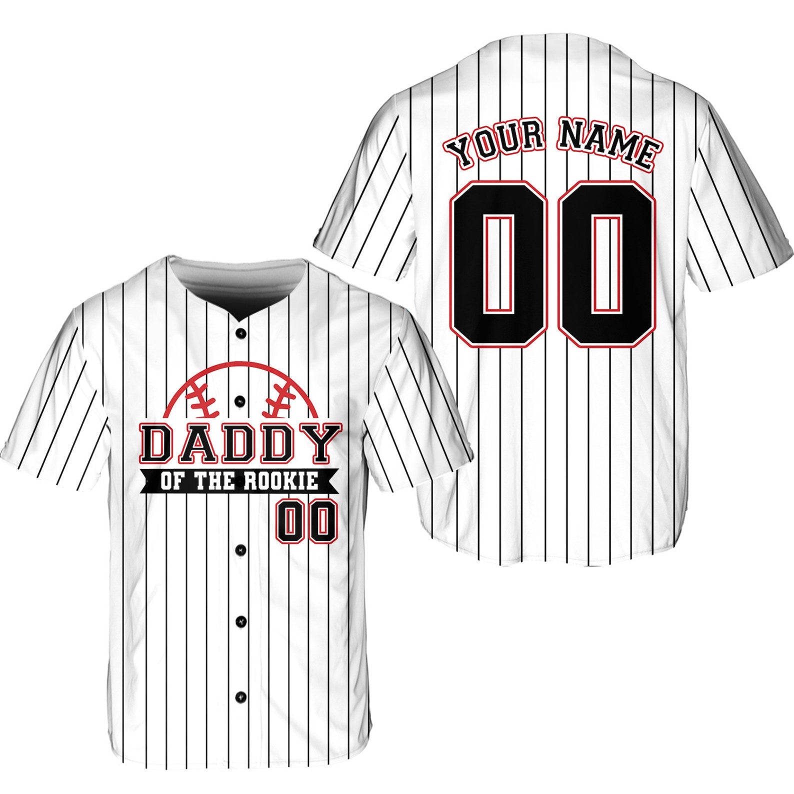 Personalized Mommy Daddy Of the Rookie Baseball Jersey, Custom Name Number Shirt, Rookie Of The Year Jersey, Family Matching Outfits baseball jersey product view 3