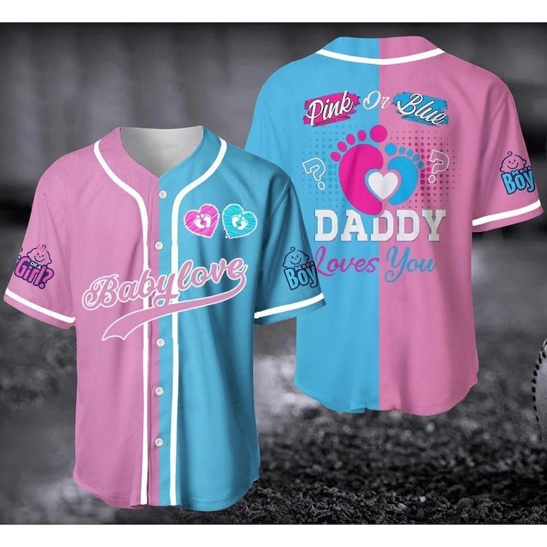 Personalized Baby Reveal Baseball Jersey: Team Boy or Girl Outfit baseball jersey product view 1