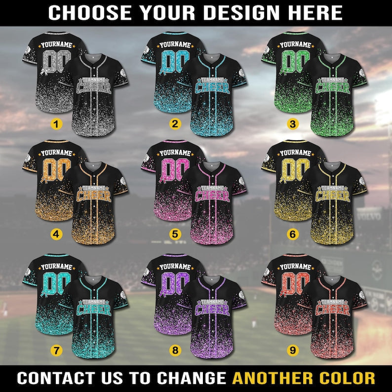 Custom Glitter Baseball Jersey with Team Name Number for Adult Kid, Custom Name Cheerleading Shirt For Cheerleader,Faux Cheer Glitter Jersey baseball jersey product view 4