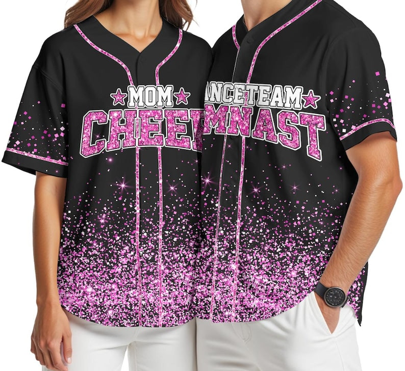Custom Glitter Baseball Jersey with Team Name Number for Adult Kid, Custom Name Cheerleading Shirt For Cheerleader,Faux Cheer Glitter Jersey baseball jersey product view 2