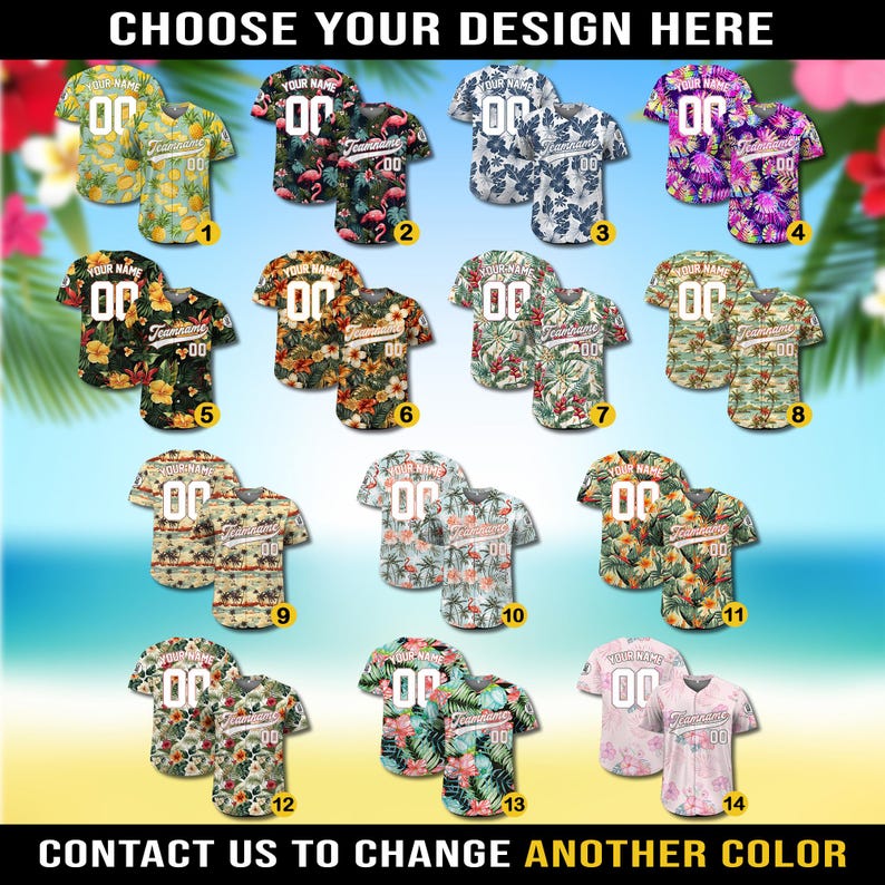 Personalized Hawaiian Baseball Jersey with Team Name Number, Custom Hawaii Floral Shirt for Men Women Youth Kid Jersey Button Down Shirt baseball jersey product view 3